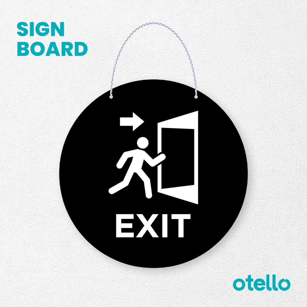 Otello Sign Exit Signage Board Acrylic Papan Gantung Label Akrilik Rantai Petunjuk Toko Modern Minimalist Kafe Restoran Kantor Gedung Cafe