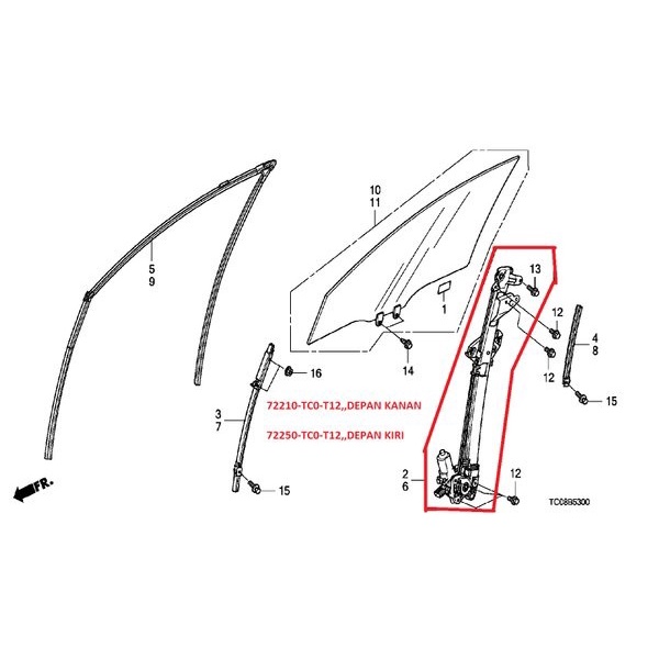 REGULATOR DINAMO POWER WINDOW ACCORD CP2 2008 2009 2010 2011