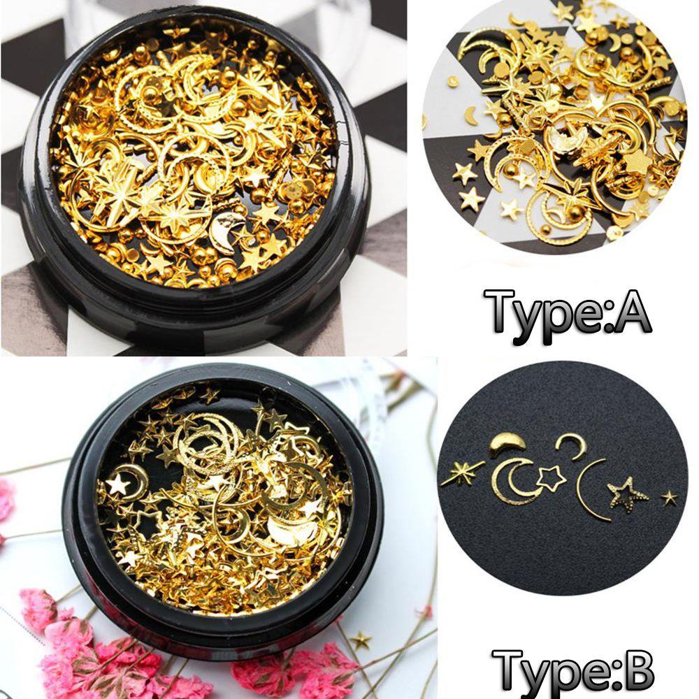 Lily Nail Sequin Gold DIY Tips Bintang 3D Flakes