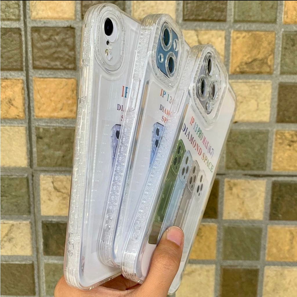 Silicone DIAMOND Space Camera Protect UNTUK Iphone X XR XS MAX 11 12 13 14 PRO MAX 14 plus Case Cover Casing