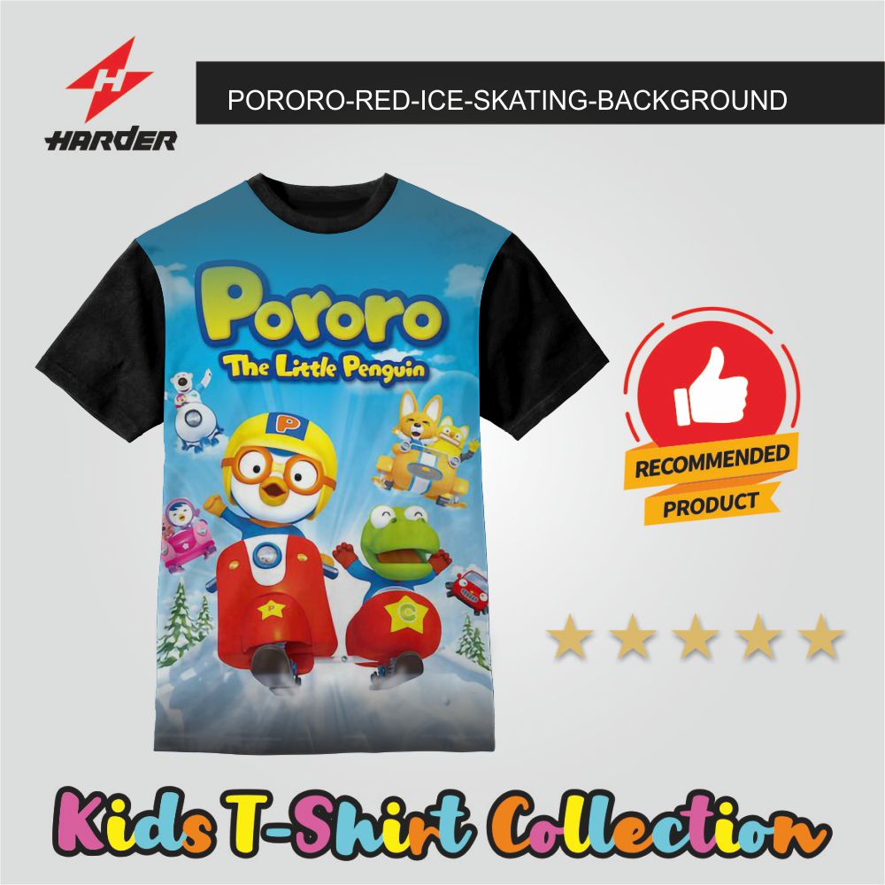 Baju Kaos Anak PORORO RED ICE SKATING BACKGROUND by SHOPLAB88 - Baju Kaos Anak Laki laki dan Perempu