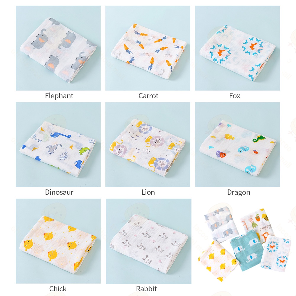 Lacoo Selimut bayi anak katun Bedong bayi unisex Muslin Swaddle bayi 110*110cm