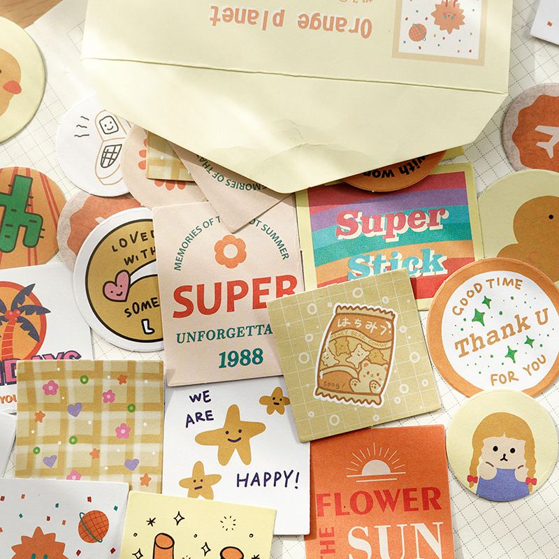 

60 lembar / bungkus Stiker Retro Lucu Kreatif Scrapbooking Diary Dekorasi Stiker