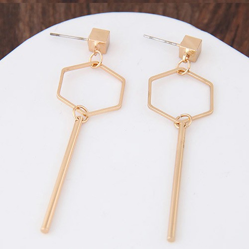 LRC Anting Tusuk Personalized Gold Color Circles Pendant Decorated Pure Color A48187