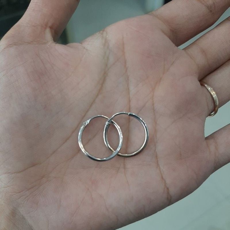 Anting gipsy emas putih emas asli kadar 30%