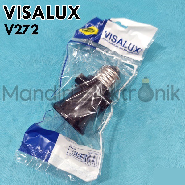 Fitting Kombinasi Visalux hitam V272 E27 - Fitting lampu 2 colokan