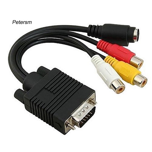 Kabel Adapter Konverter Vga Ke S-Video 3 Rca Av Tv Out Untuk Pc Laptop