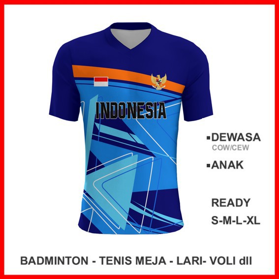 Baju Kaos Jersey Olahraga Badminton Pingpong Lari Volly 1298 - Baju Voli Custom Desain