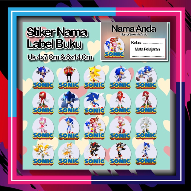 

Stiker Sonic sonik knucles tails dr eggman amy rose shadow espio silver Karakter Lucu Custom Lebel Nama cromo murah 20 Varian berbeda Octane Pelajaran sekolah No 9