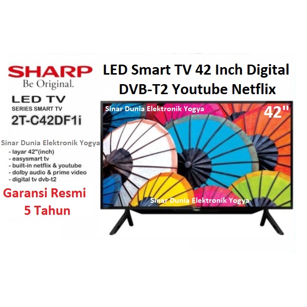 SHARP LED Smart TV 42&quot; Digital DVB-T2 Dolby 2T C42DF1I 42DF HDMI USB