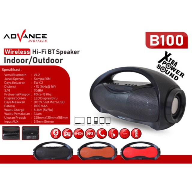 Speaker Bluetooth Advance B 100BT / Speaker Mini / Speaker Portable