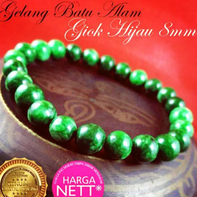 NATURAL STONE - Gelang Untuk Tangan Wanita dan pria - bahan batu giok kembang warna hijau