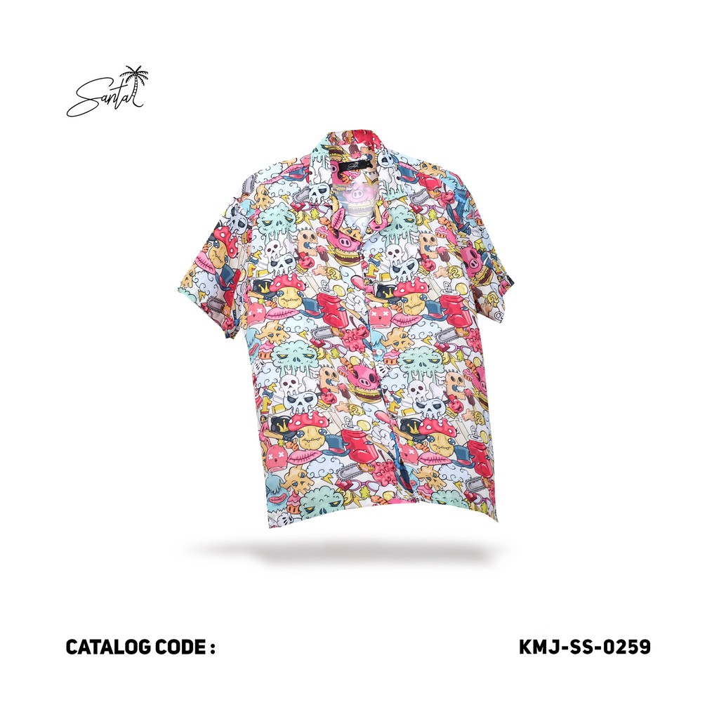 Santai Kemeja Pantai Full Print Pendek Pria Wanita KMJ Santai Kemeja Pantai Full Print Pendek Pria Wanita KMJ
