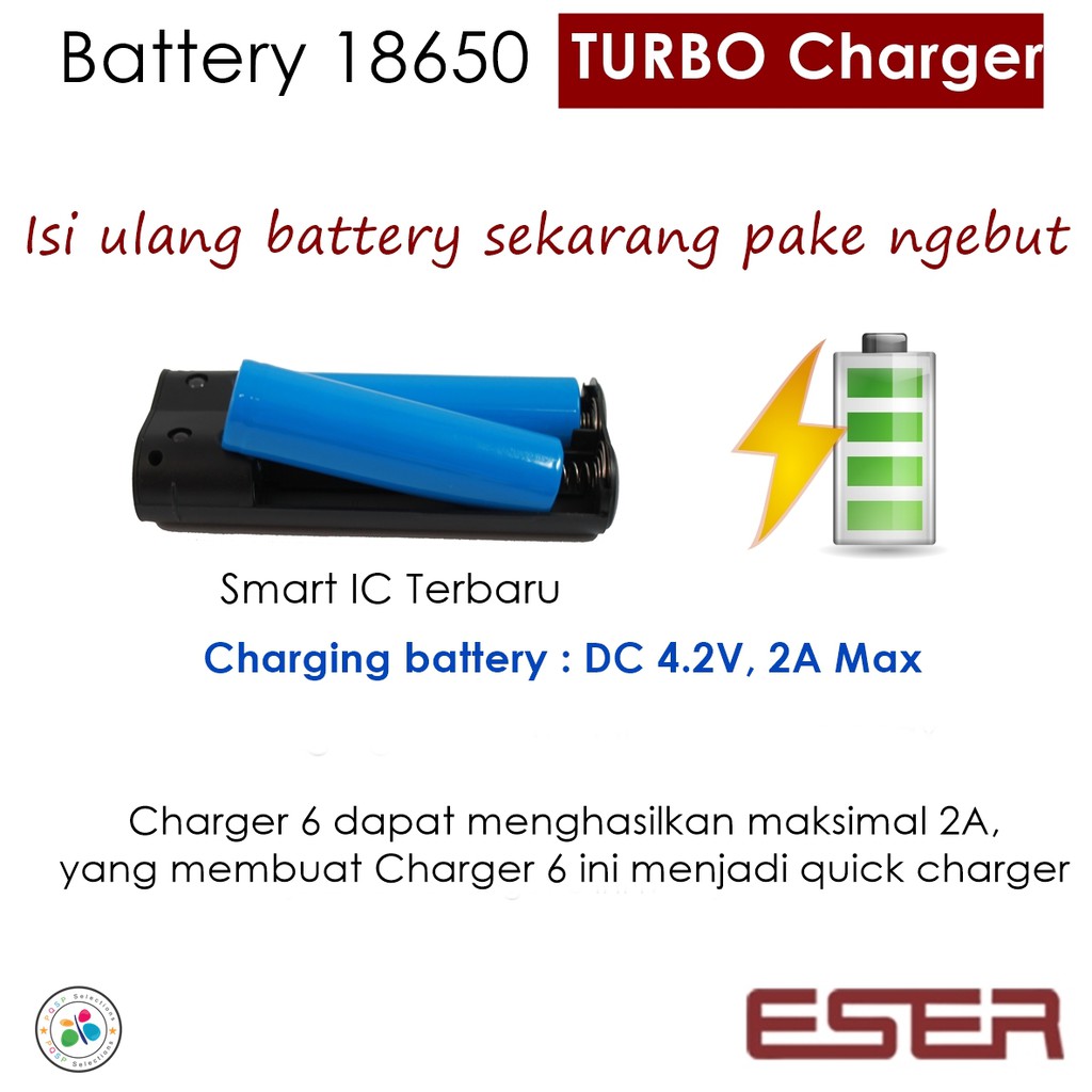 CHARGER 18650 + TEMPAT BATTERY ELEGANT EAGLE 6 untuk tipe BATERAI 18650 ( batre VAPOR VAPE )