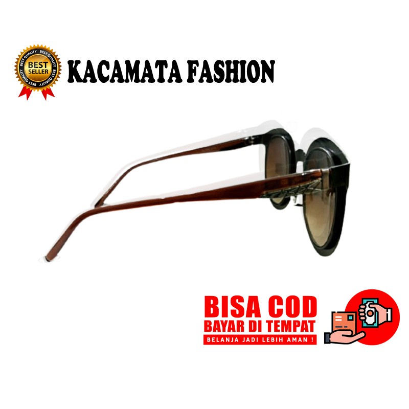 kacamata hitam model trendy / kacamata pria wanita / kacamata warna coklat / kacamata gaya anti sina