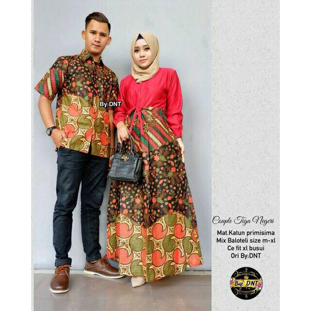 Batik Couple tiga negeri - gamis muslim baju Couple baju murah Couple keluarga tanah abang