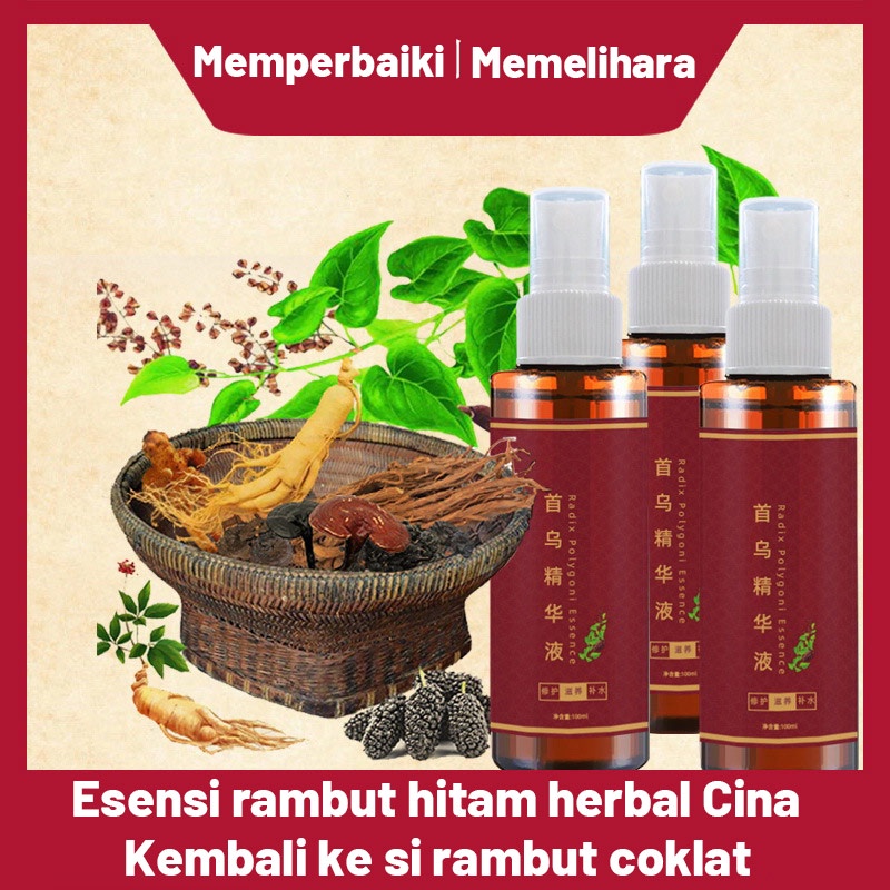 【O'RANNLE】Rambut putih cepat menghitam Serum rambut cat rambut hitam semprotan esensi rambut hitam 100ml hair treatment he shou wu memelihara dan memperbaiki anti Hair color penghitam rambut uban Sin Hair