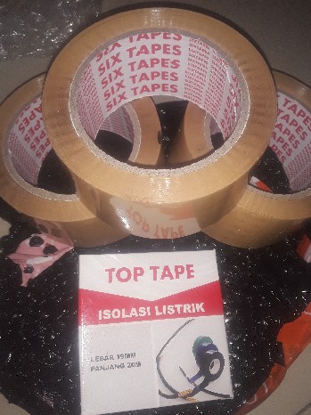 Lakban Coklat Six Tapes 48mm Dan Tape Cutter Tempelkan Semua Bahan Di Rumah Utilitas Super