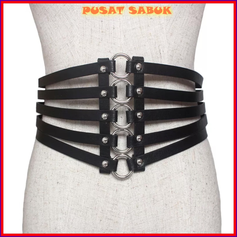 Sabuk Wanita Obi Kulit Women Belt Ikat Pinggang Hitam Pingang Fashion Gesper Cewek Karet Kekinian Korea Oby Besar Jumbo Big size Gasper Baru Cantik Elastis Murah Waist Tali Bulat Ramping Blet Mewah Model