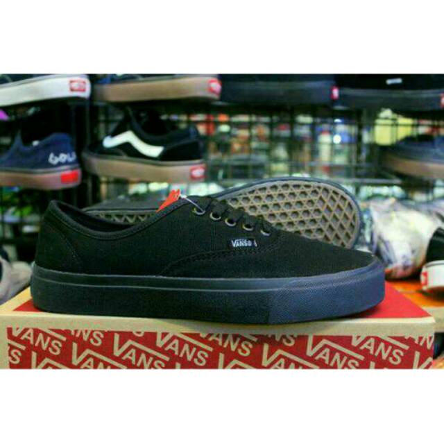 Sepatu Vans Authentic Full Black Hitam Sekolah Kerja Kuliah Casual Formal Allblack Anak Pria Wanita