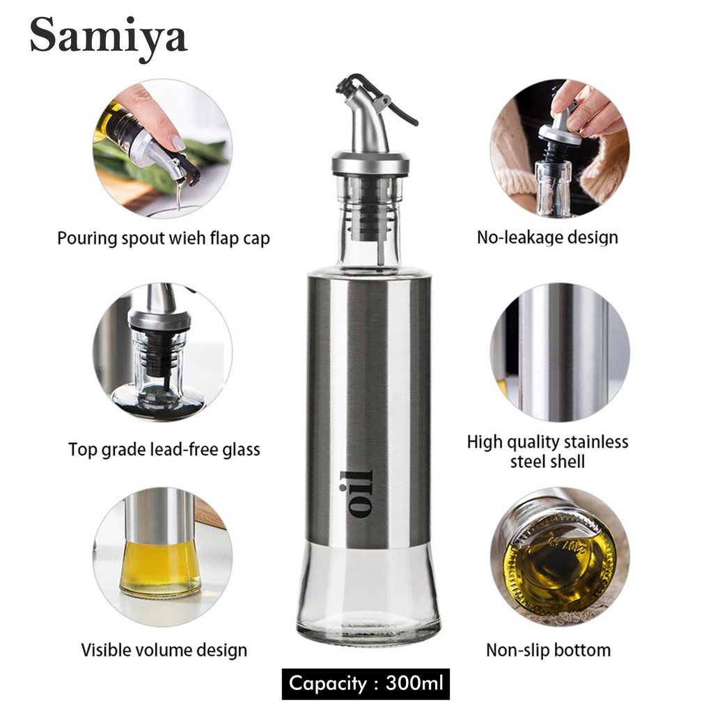 botol pourer stainless kaca minyak kecap saos cuka / pourer bottle / botol bumbu dapur