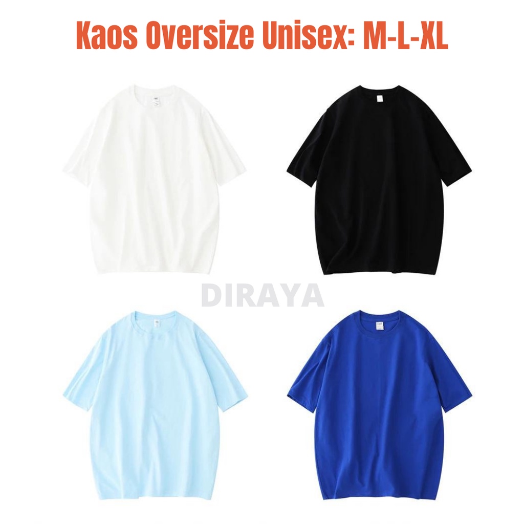 Diraya Kaos Oversize Korea Pria &amp; Wanita Unisex Cotton Combed Premium Big Size Korean Style Tshirt