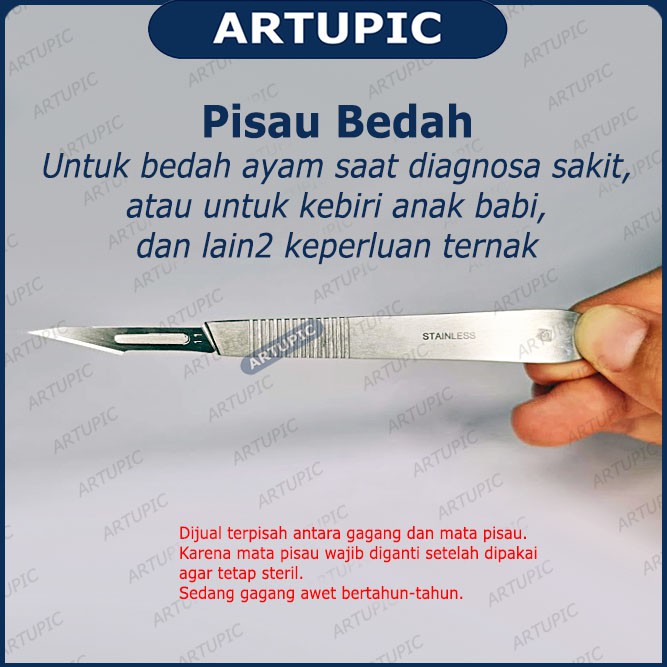 Gagang Pisau Bedah Nomer 3 Scaple Scalpel Handle Handel Operasi Kebiri