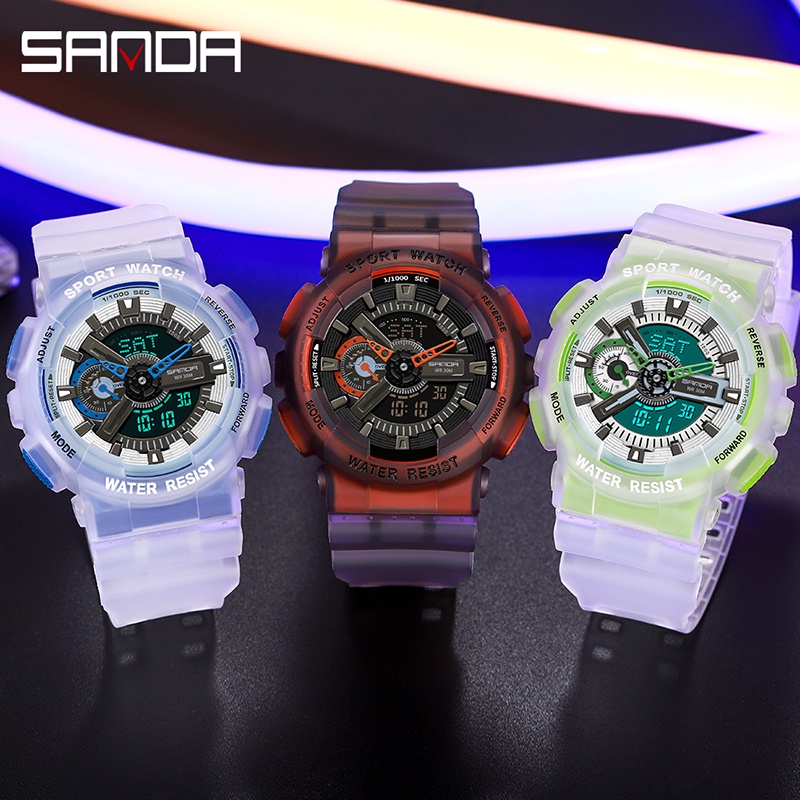 SANDA 3029 Jam Tangan Pria Digital Analog Tali Rubber Shockproof Anti Air WATCHKITE WKOS