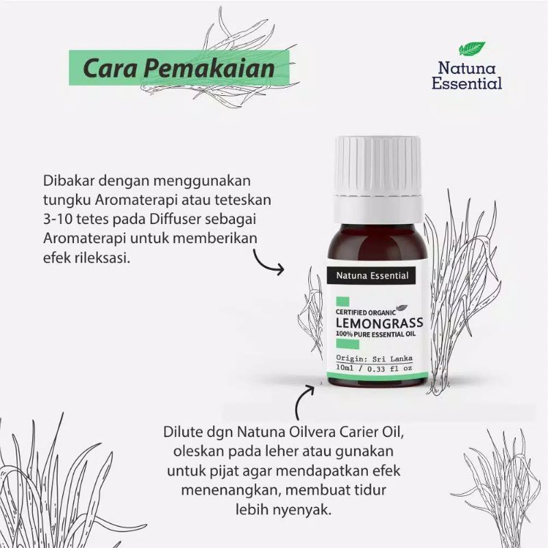 Natuna Lemongrass Essential Oil Minyak Essensial Atsiri Aroma Terapi EO Diffuser Difuser Humidifier