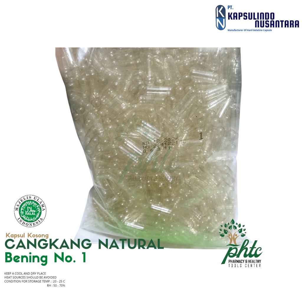 Cangkang Kapsul Kosong No 1 - Bening / TRANSPARANT . CANGKANG KAPSUL NATURAL NO 1