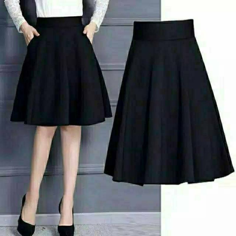 ROK MIDI FLARE SKIRT//ROK PENDEK BAHAN SCUBA PREMIUM