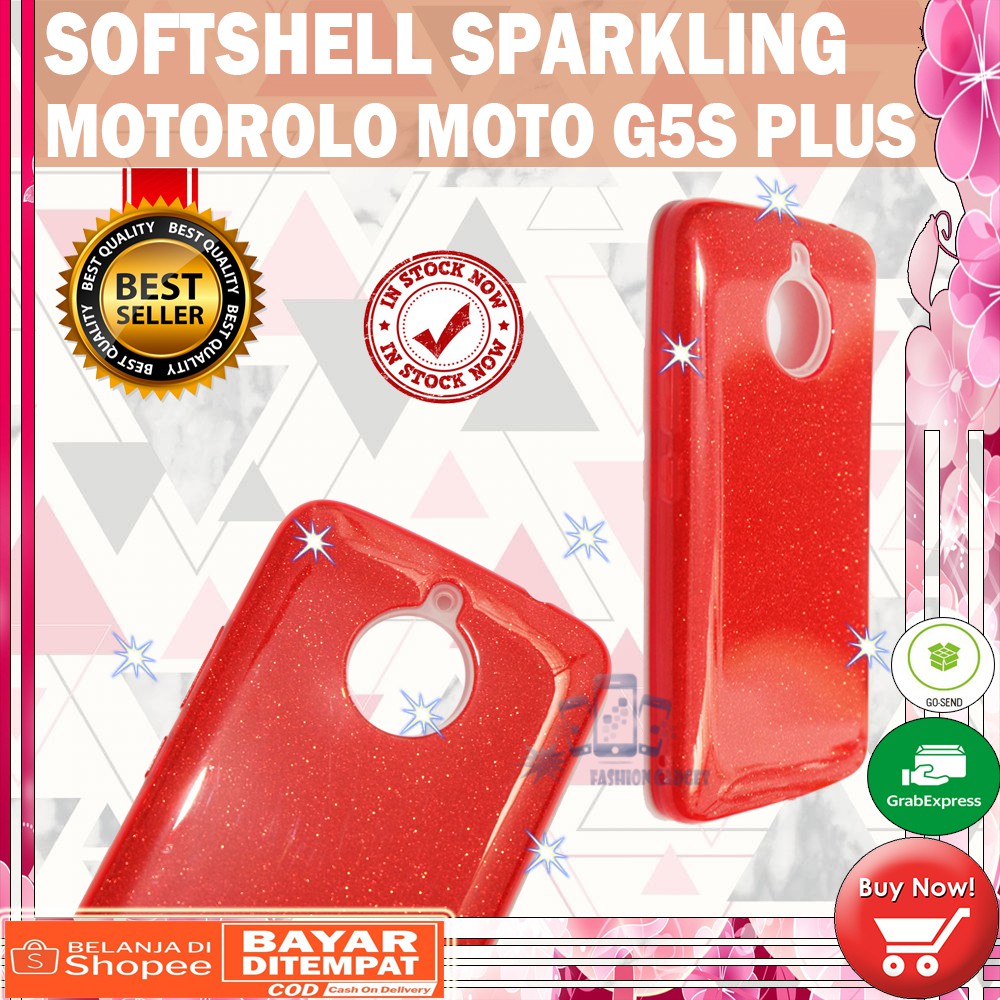 (Warna Acak Pink / Red) Silikon Motorola Moto G5S+ Ultrathin Motorola G5S+ Case Sparkling Blink Blink Glitter Silicone Soft Case Jelly Case Casing Kesing Kasing Sarung Hp