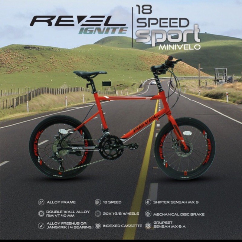 Sepeda Balap 20 inch Minivelo Revel Ignite 18 Speed