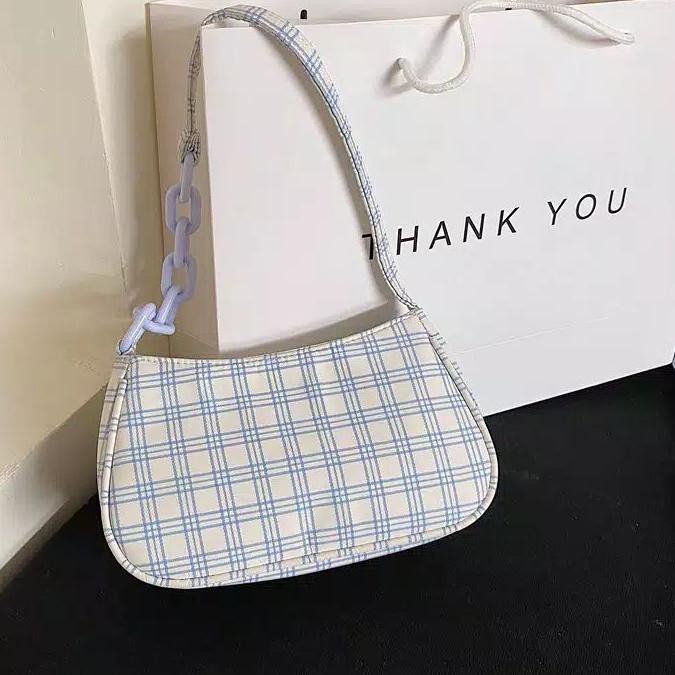 【 Sisa [Ramadhan] 】 Online Shop TAS SLING BURBERRY Motif Kotak /TAS SLEMPANG WANITA /SHOULDERBAG /