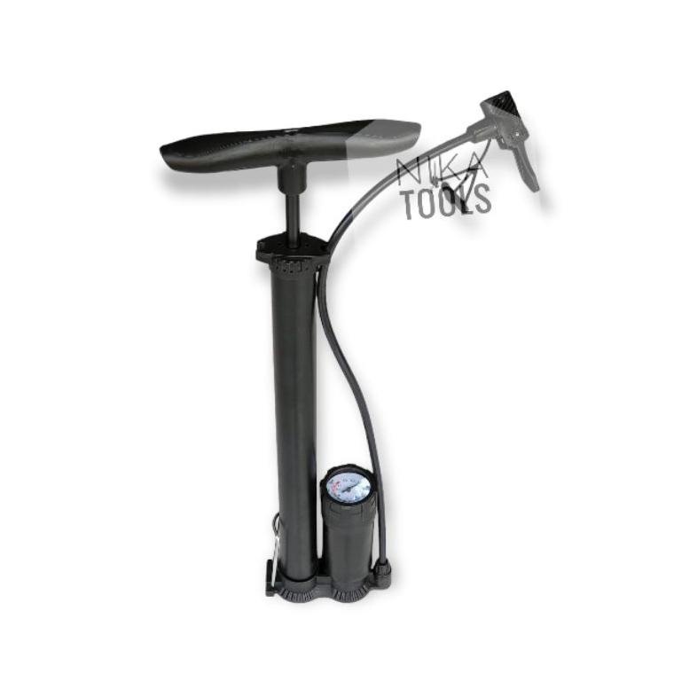 Pompa Ban Motor Sepeda Tabung Meteran Hitam Besi