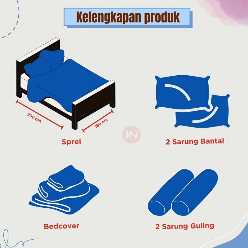 Satu set Bedcover Vallery Quincy UK 180x200 KING Tinggi 30cm / Bed Cover Vallery Quincy Katun Jepang