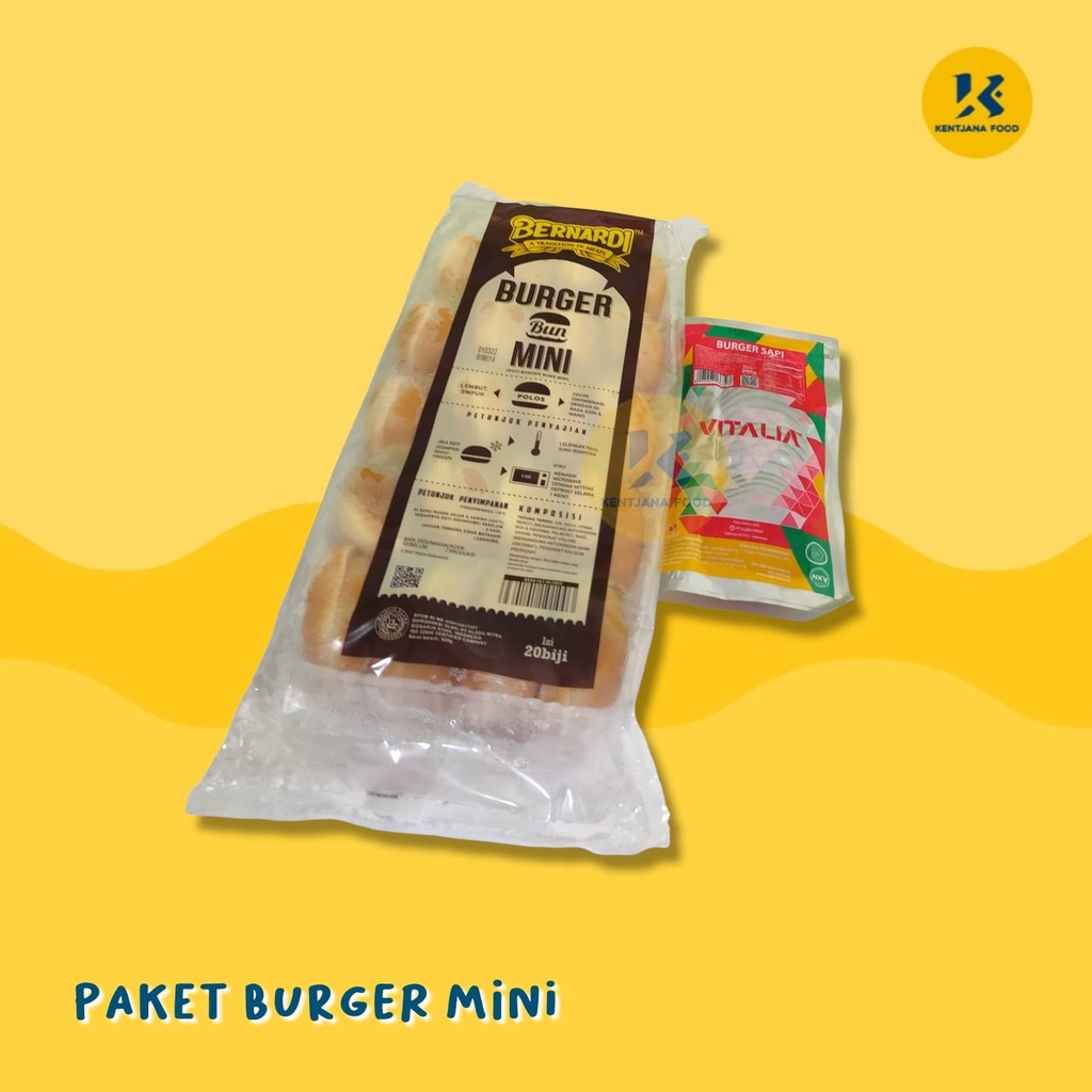 

Bernardi burger mini, paket burger bun dan beef burger vitalia