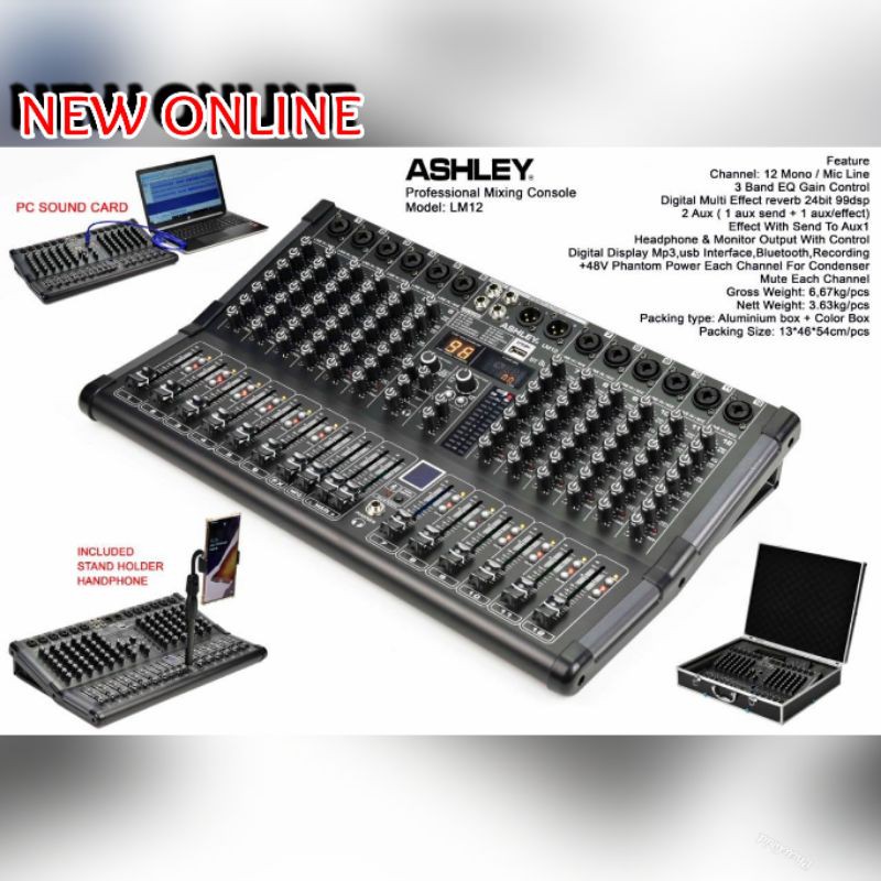 MIXER ASHLEY LM12/LM12 12ch USB BLUETOOTH SOUND CARD ORIGINAL