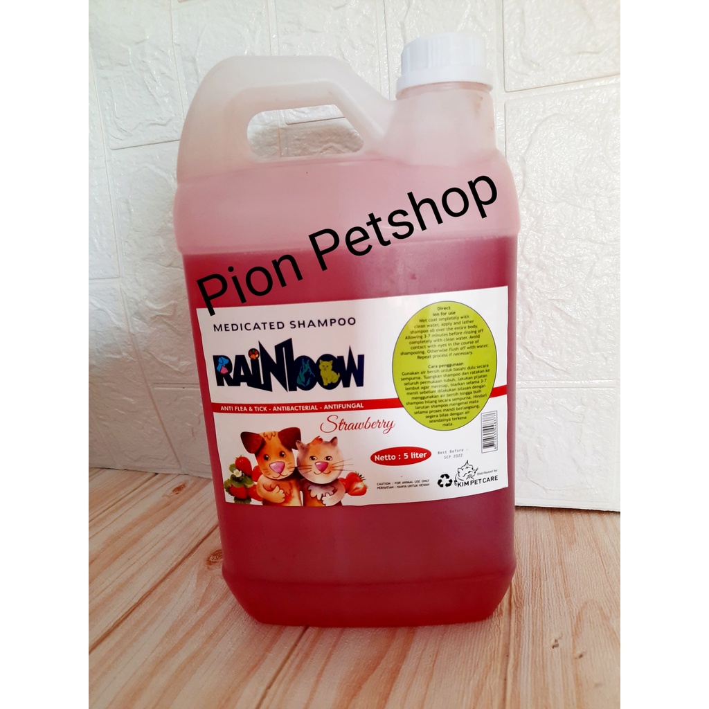 RAINBOW MEDICATED SHAMPO ALL IN ONE 5 LITER ( Anti Kutu, Anti Jamur, &amp; Anti Parasit Kulit)