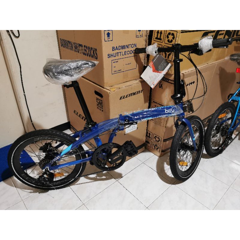 Sepeda Lipat 20 Element Ecosmo Biru 8 Speed Alloy Hidrolik Murah