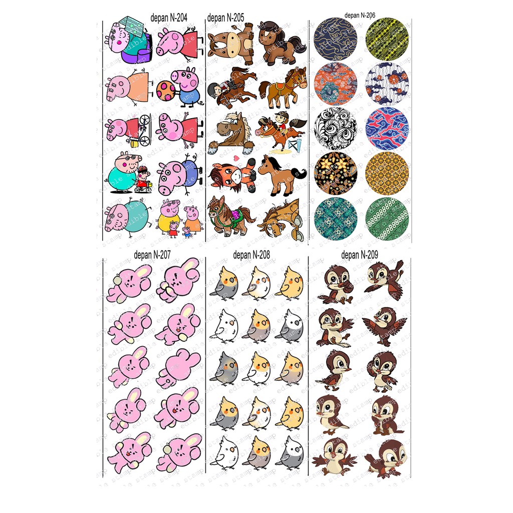 

Edible Stamp Stiker Makanan Edible Stiker Edible Image Edible Print Sticker Makanan N204-N209