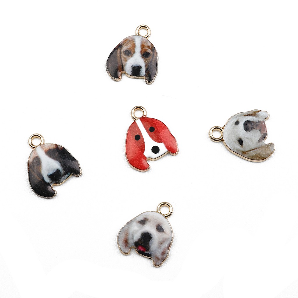 4pcs Charms Enamel Bentuk Anjing Bahan Alloy Warna Emas Untuk Membuat Perhiasan Kalung Dan Gelang