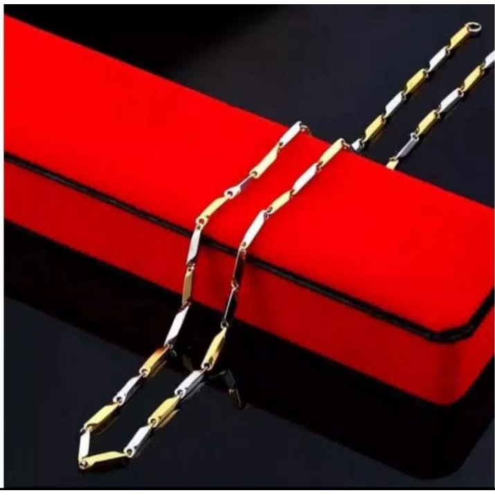 Kalung Pria titanium Asli stenlies stell anti karat dan tidak luntur model padi silver perak keren/KALUNG TITANIUM MODEL PADI
