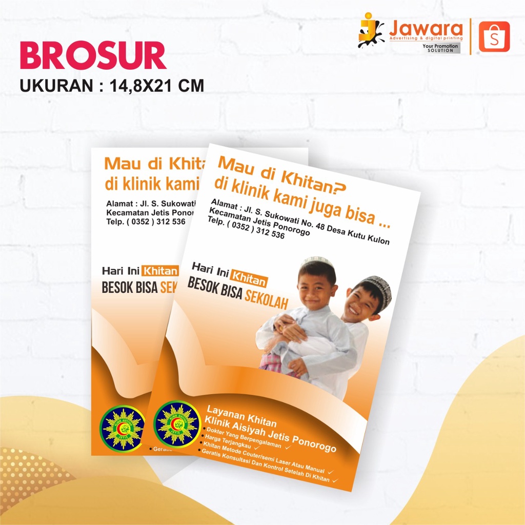 A5 Brosur Sekolah/ Bimbel / LesPrivat / Kantor / Puskesmas / Flayer Leaflet ukuran 15 cm x 21 cm PON