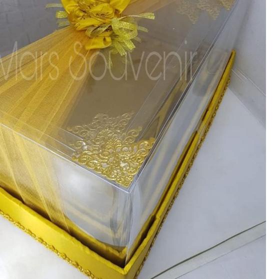 

♣ Box Hantaran Seserahan Mika Tile Gold 1 Set Isi 4 Box - ☻
