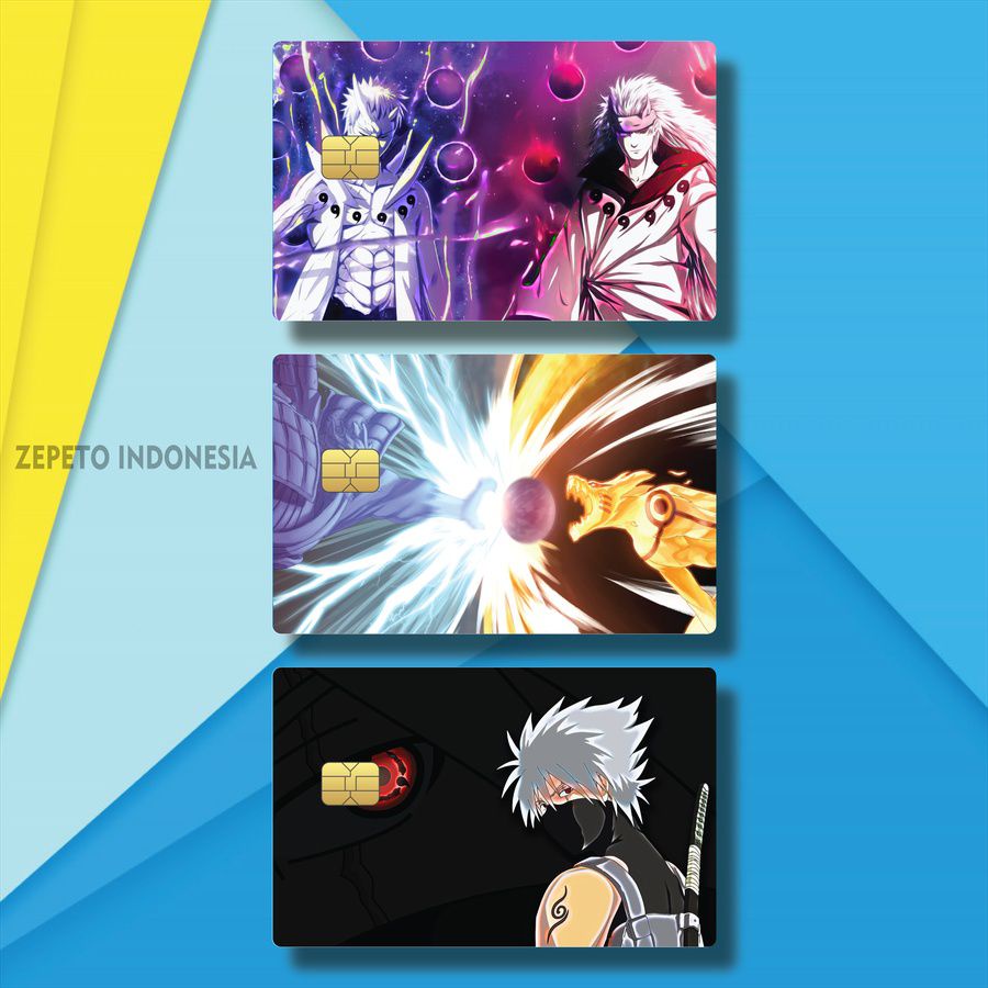 COVER ATM AESTHETIC SASUKE SAKURA HOLOGRAM IF2MP/SMEWJ/ STICKER CARD POPULER ANIME NARUTO UZUMAKI HI