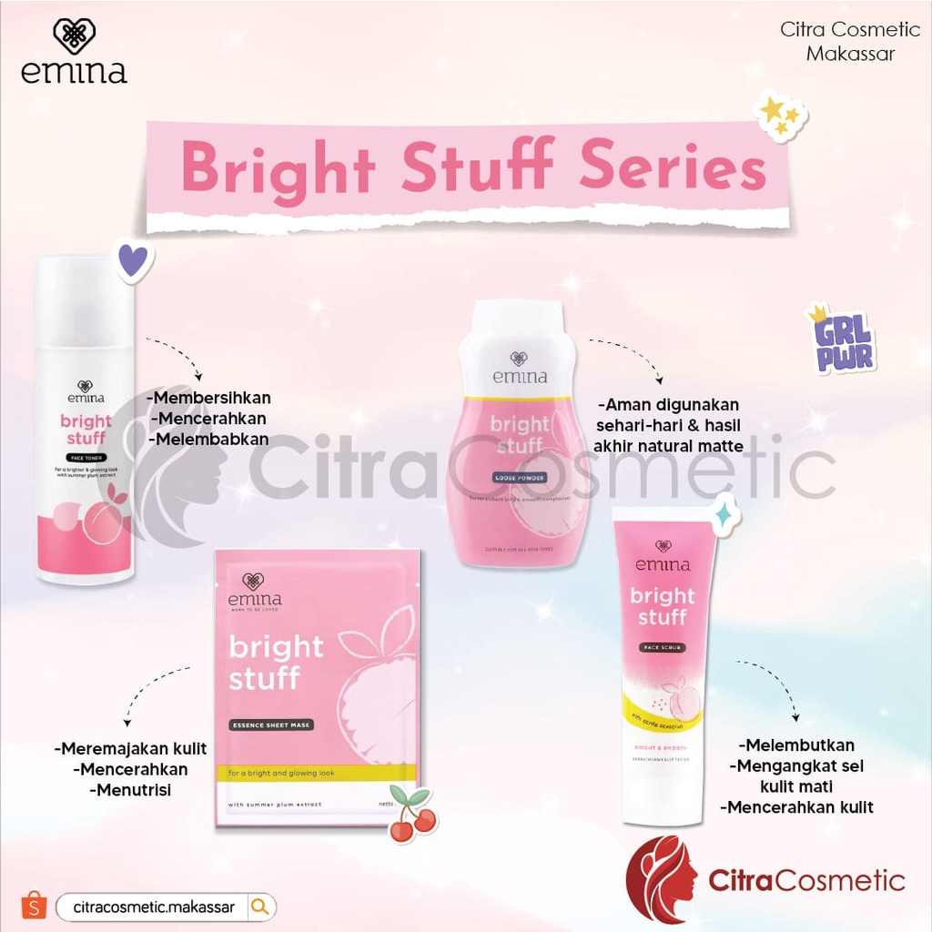 Emina Bright Stuff Series | Pencerah Emina Toner Face Wash Moisturizing Tone Up Acne Prone