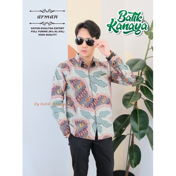 ARMAN kemeja Batik Pria Full Furing Bahan Katun Berkualitas Ekspor By Kanaya