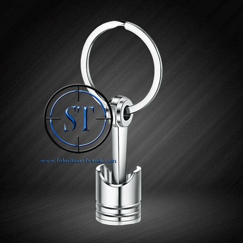 Gantungan Kunci Piston Seher Stainless Steel Keychain Key Chain Kado Bentuk Piston Mesin Mobil Hobi Kado