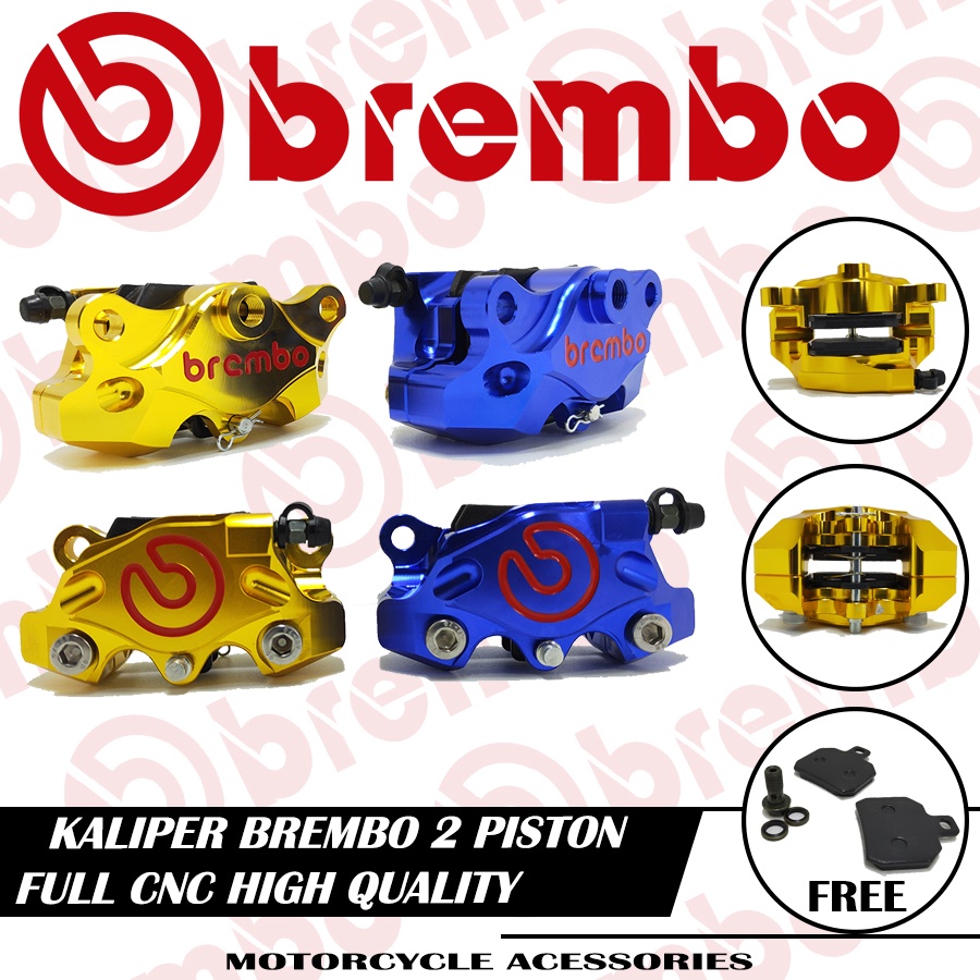 KALIPER 2 PISTON TWO FULL CNC 2 P CALIPER KALIPER CAKRAM 2P UNIVERSAL PALABABI BREMBO GOLD